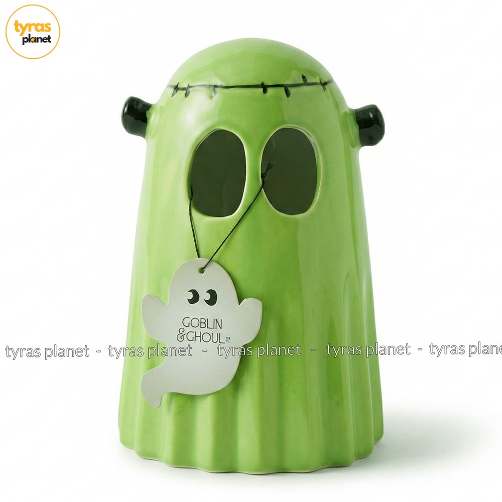 Goblin & Ghoul Light Up Ceramic Frankenstein Monster Ghost Halloween Decor NWT